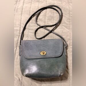 Coach Vintage Forest Green Quincy Leather Crossbody Brass Turn-Lock Project